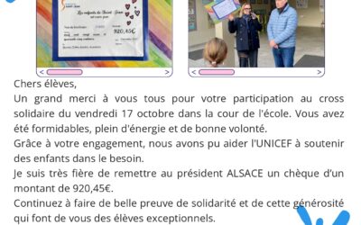 Remise des dons à l’UNICEF