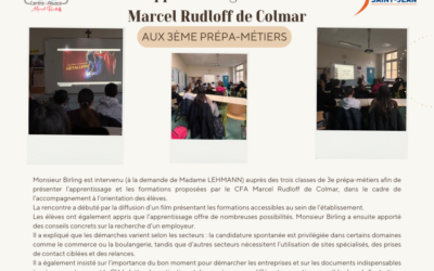 Présentation du CFA Marcel Marcel Rudloff aux 3ème prépa-métiers