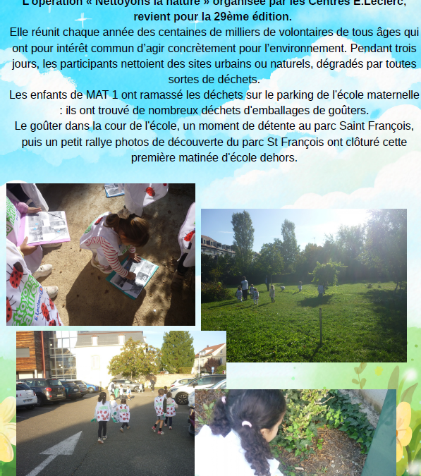 Opération nettoyons la nature – maternelle 1