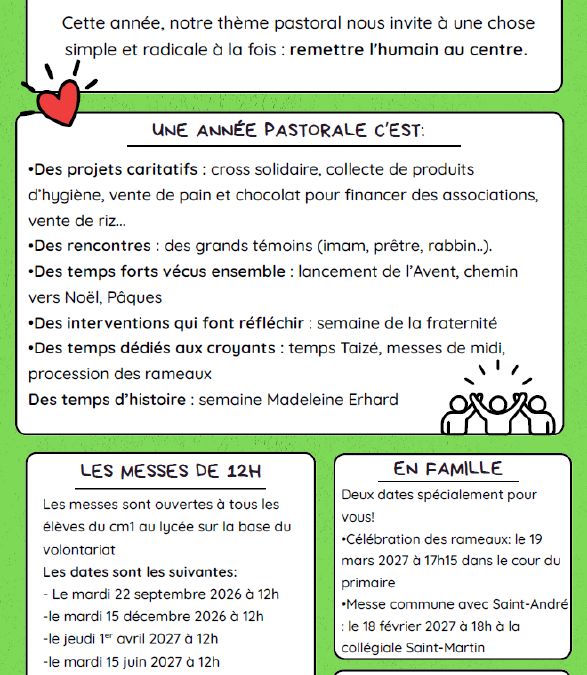 Thème de l&rsquo;année en Pastorale – Devenir toujours plus humain