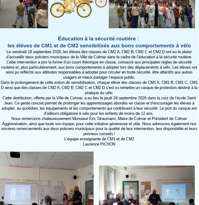 Education à la sécurité routière CM1-CM2